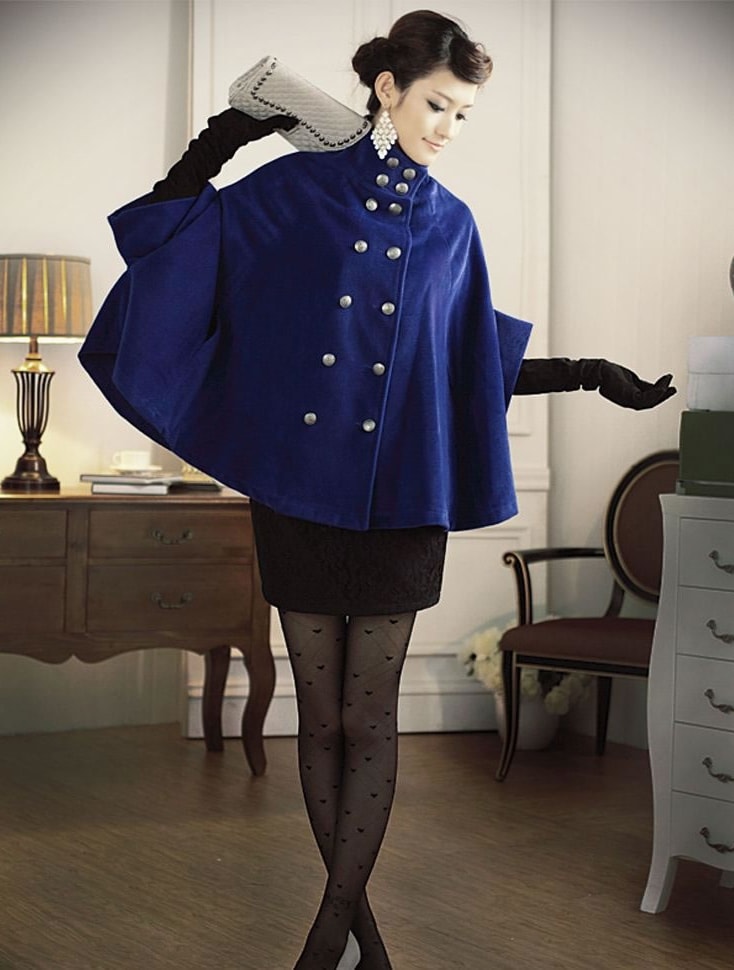 Bat Sleeve Coat JC733 Blue