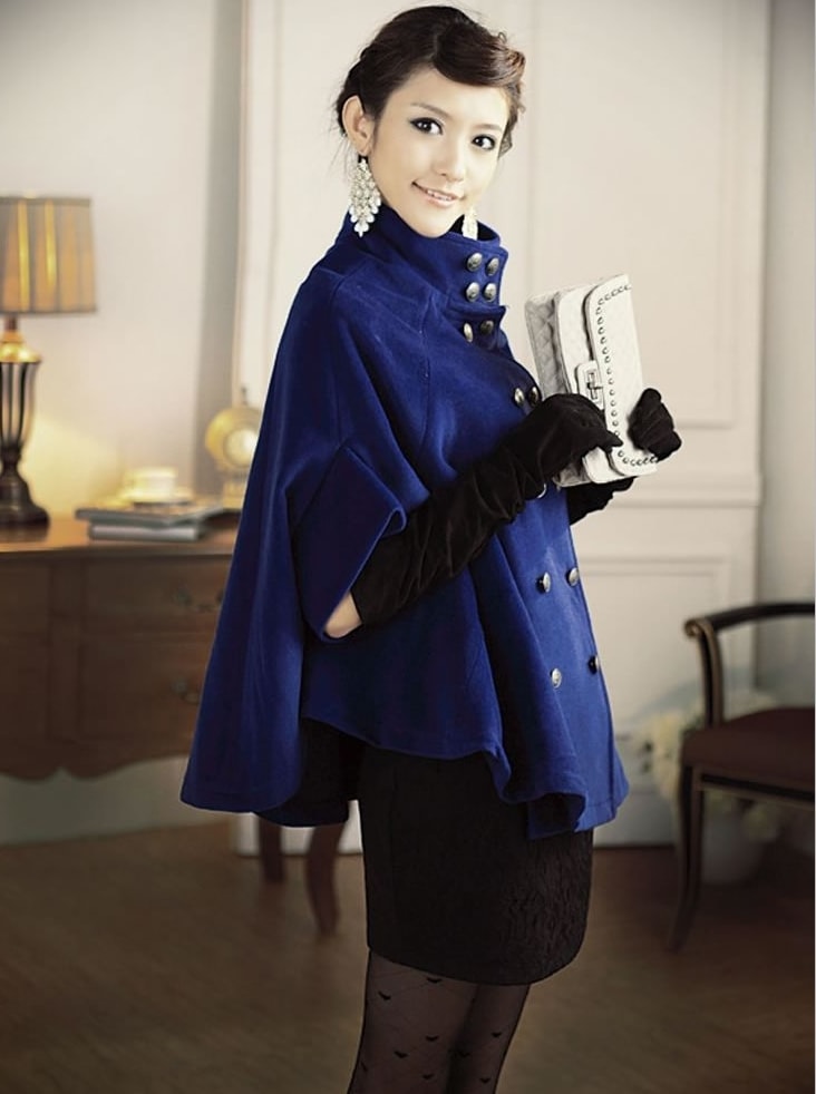 Bat Sleeve Coat JC733 Blue