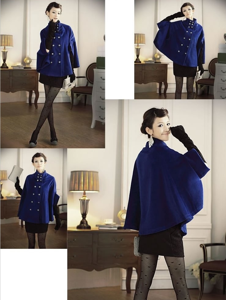 Bat Sleeve Coat JC733 Blue