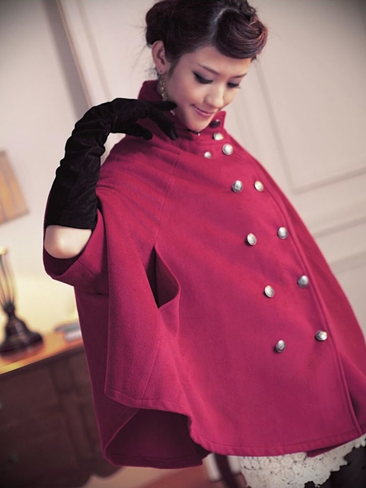 Bat Sleeve Coat JC736 Rose Red