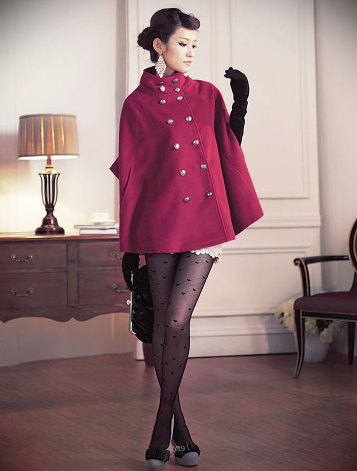 Bat Sleeve Coat JC736 Rose Red