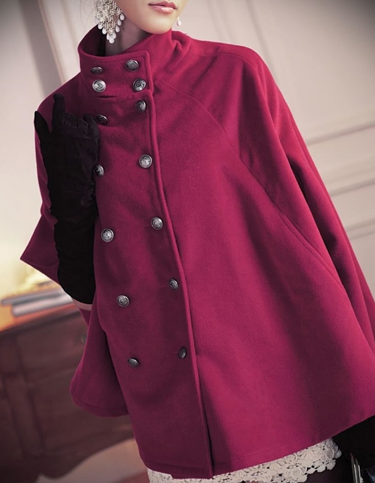 Bat Sleeve Coat JC736 Rose Red