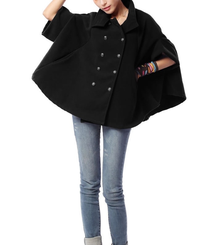 Bat Sleeve Coat JC737 Black