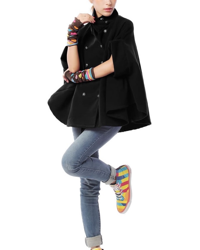 Bat Sleeve Coat JC737 Black