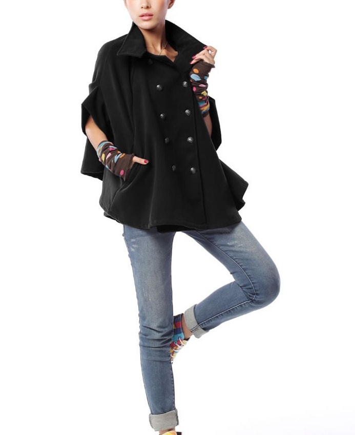 Bat Sleeve Coat JC737 Black