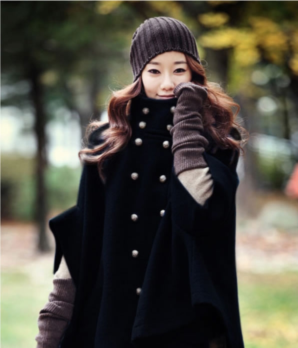 Bat Sleeve Coat JC737 Black