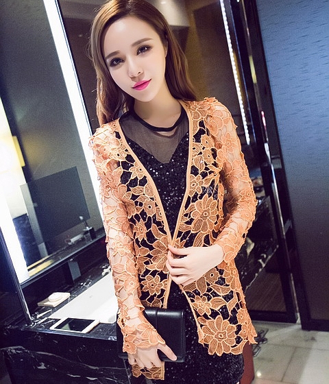 Premium Lace Cardigan Import JC791 Gold