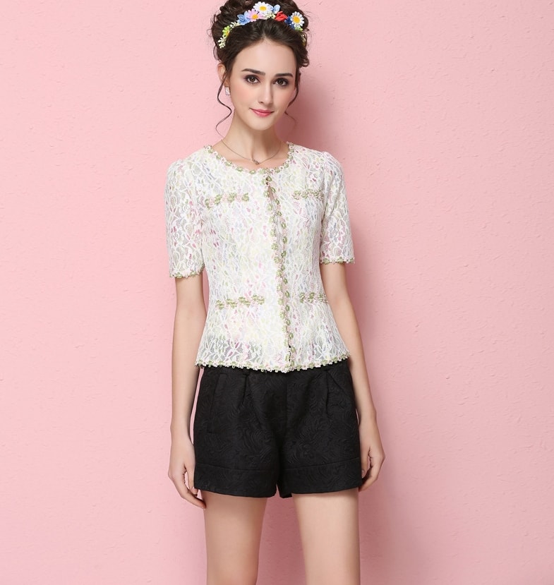 High Quality Lace Jacket Import JC803 White