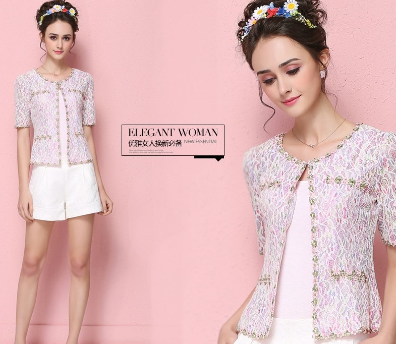 High Quality Lace Jacket Import JC804 Purple