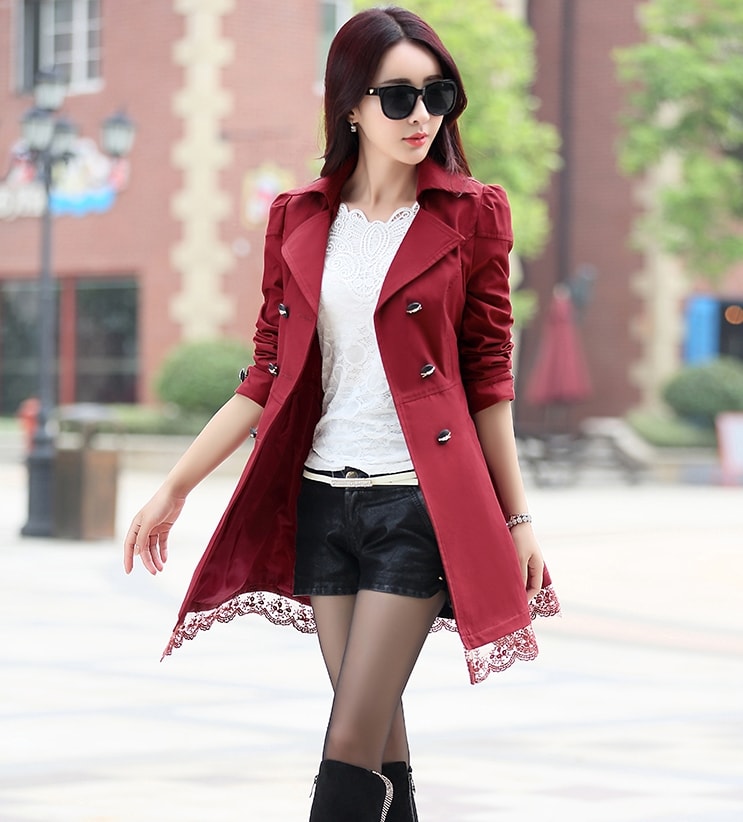 Premium Long Coat Korea JC809 Burgundy