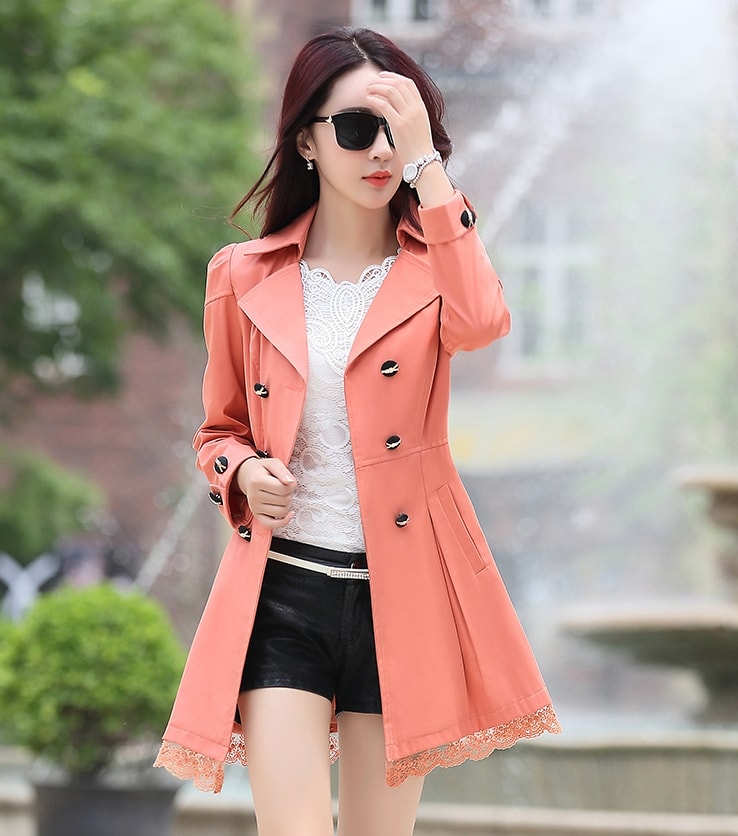 Premium Long Coat Import JC812 Peach