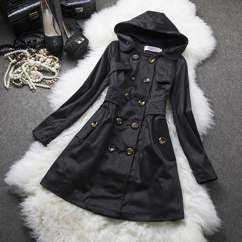 Winter Hoodie Long Coat Import JC813 Black