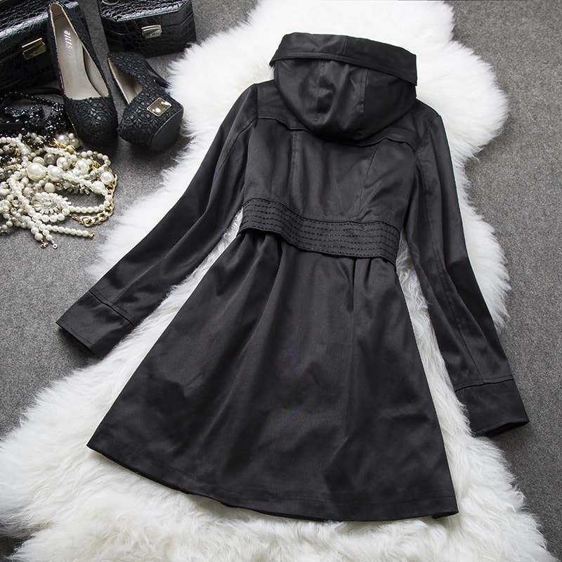 Winter Hoodie Long Coat Import JC813 Black