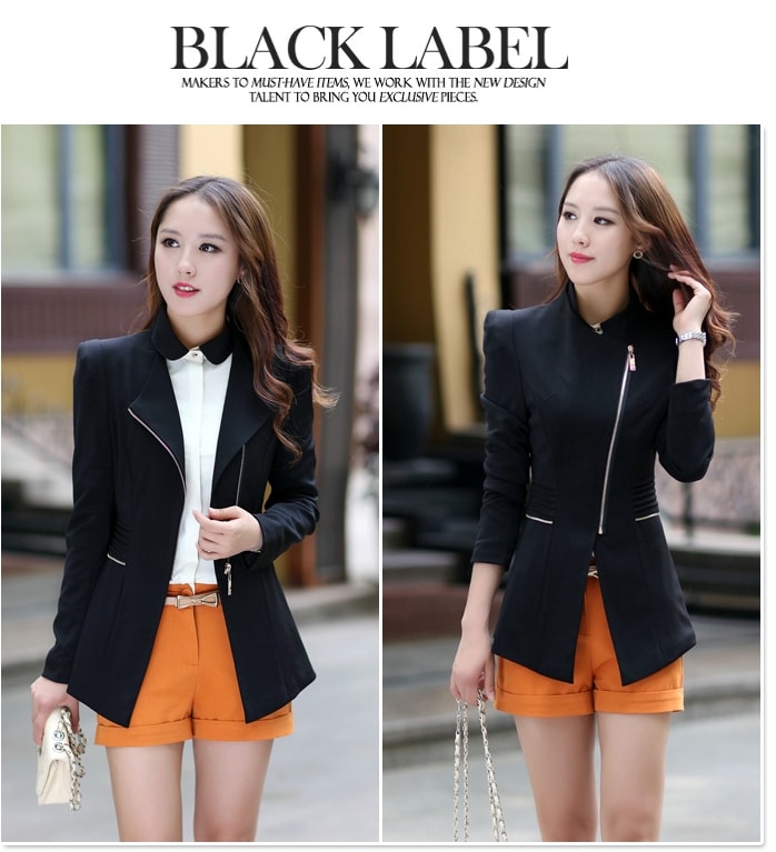 Premium Zipper Blazer Import JC827 Black