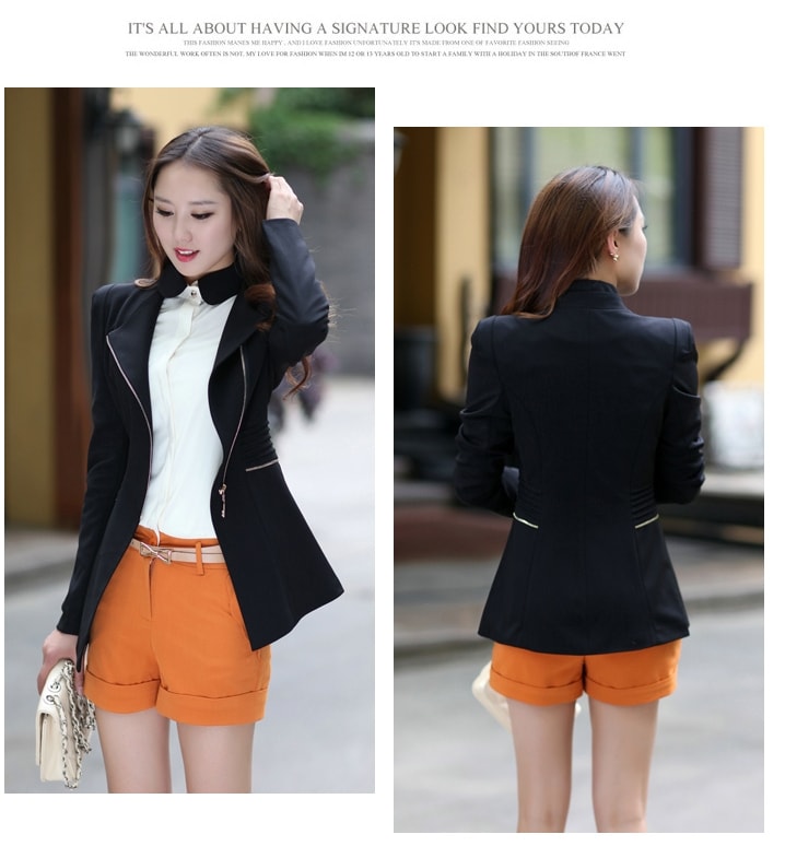 Premium Zipper Blazer Import JC827 Black