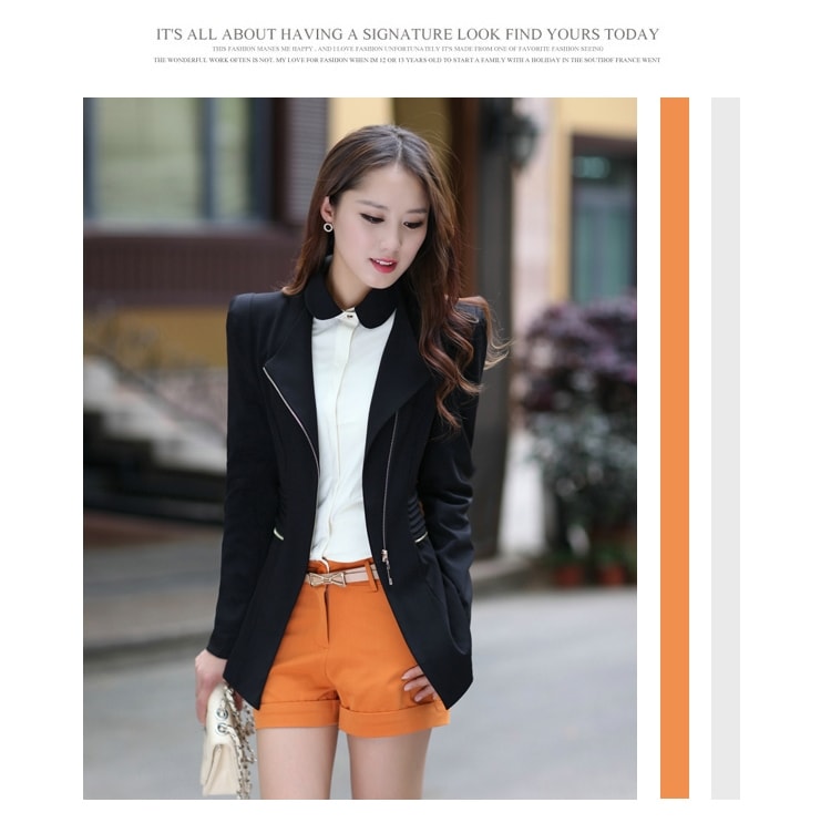 Premium Zipper Blazer Import JC827 Black