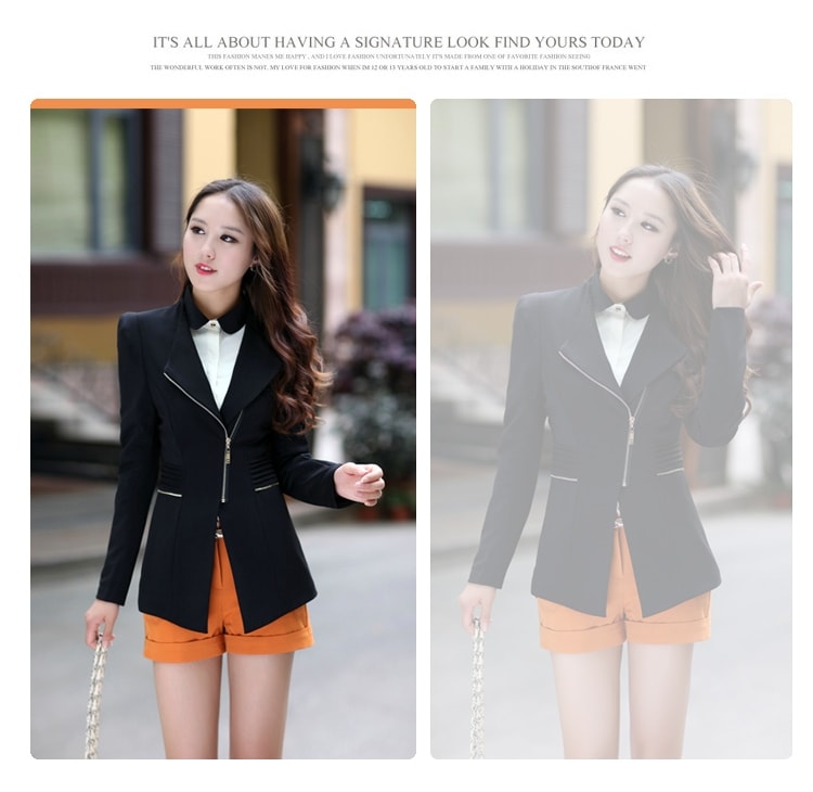 Premium Zipper Blazer Import JC827 Black