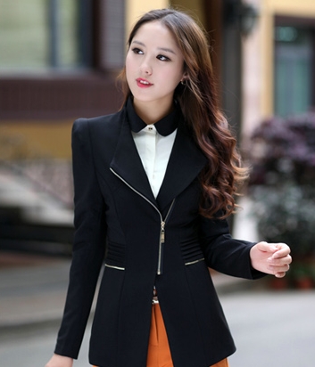 Premium Zipper Blazer Import JC827 Black