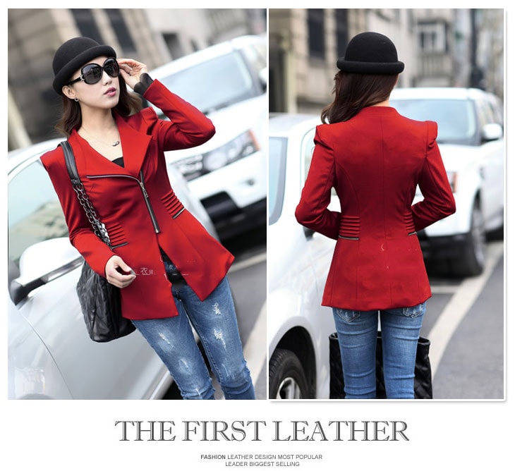 Premium Zipper Blazer Import JC828 Red