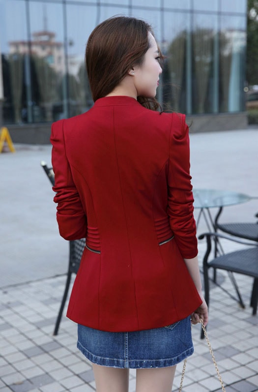 Premium Zipper Blazer Import JC828 Red