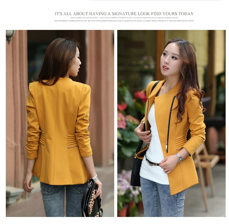 Premium Zipper Blazer Import JC829 Yellow