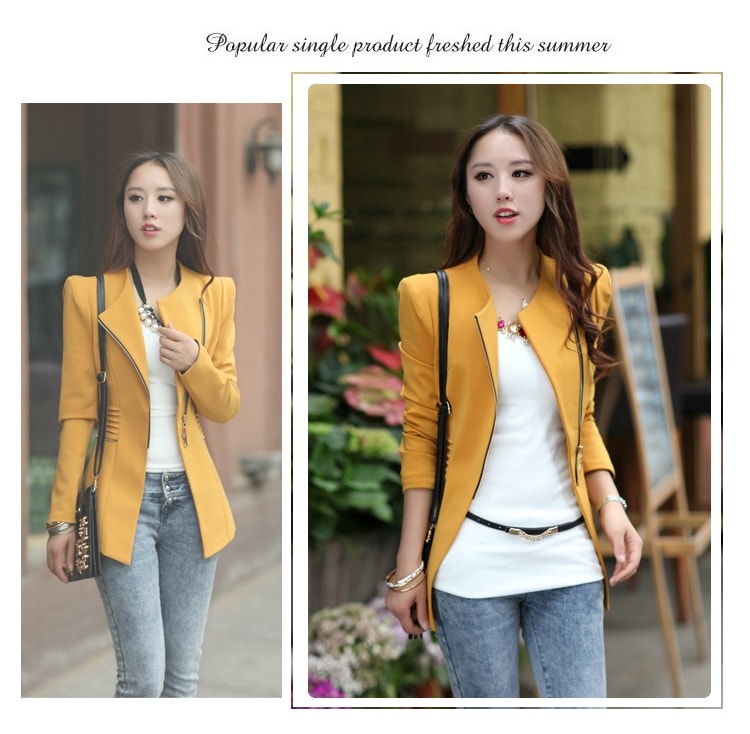 Premium Zipper Blazer Import JC829 Yellow