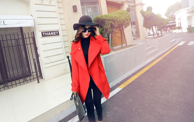 Premium Long Coat Korea JC837 Red