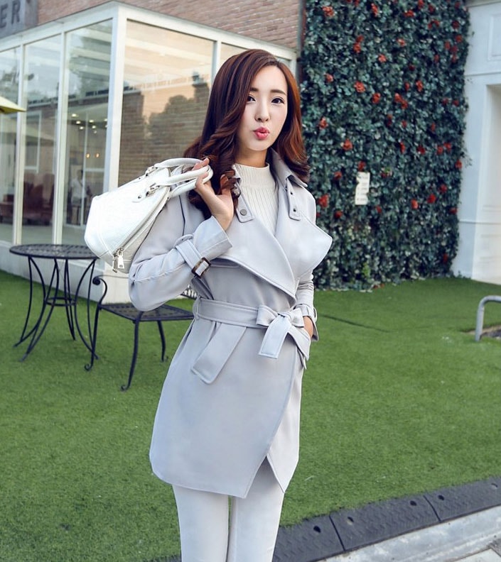 Premium Long Coat Korea JC840 Gray