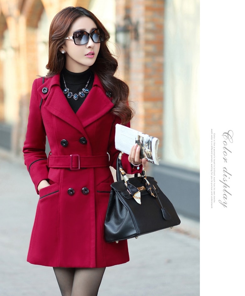 Premium Winter Coat Korea JC861 Burgundy