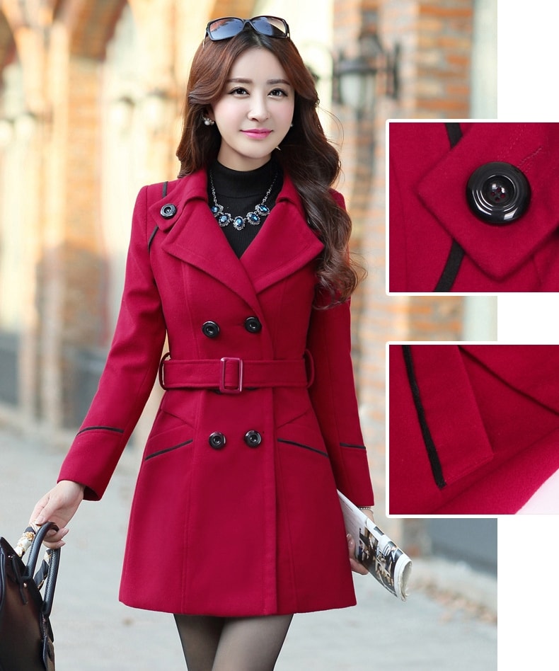 Premium Winter Coat Korea JC861 Burgundy