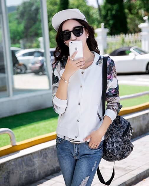 Premium Baseball Jacket Korea JC875 White