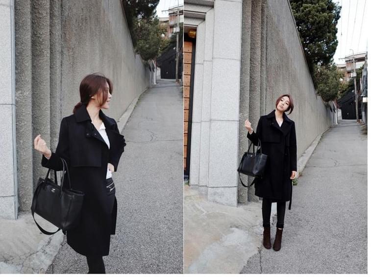 Premium Elegant Long Coat Korea JC876 Black