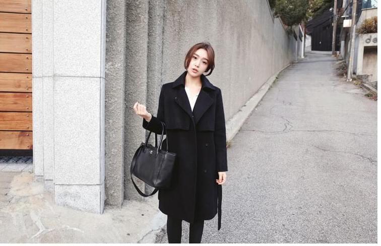 Premium Elegant Long Coat Korea JC876 Black