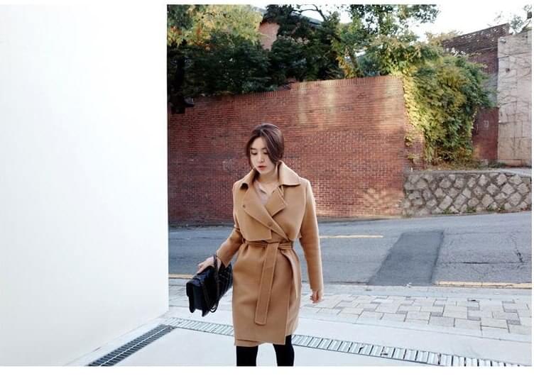 Premium Elegant Long Coat Import JC877 Khaki