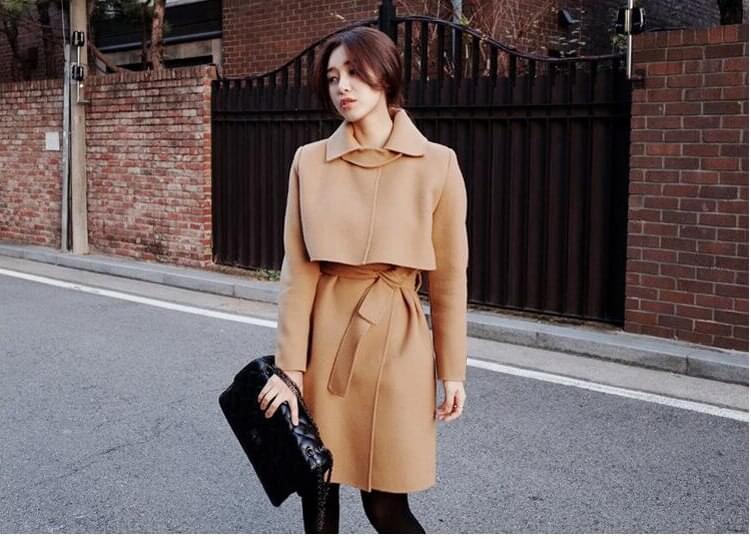 Premium Elegant Long Coat Import JC877 Khaki