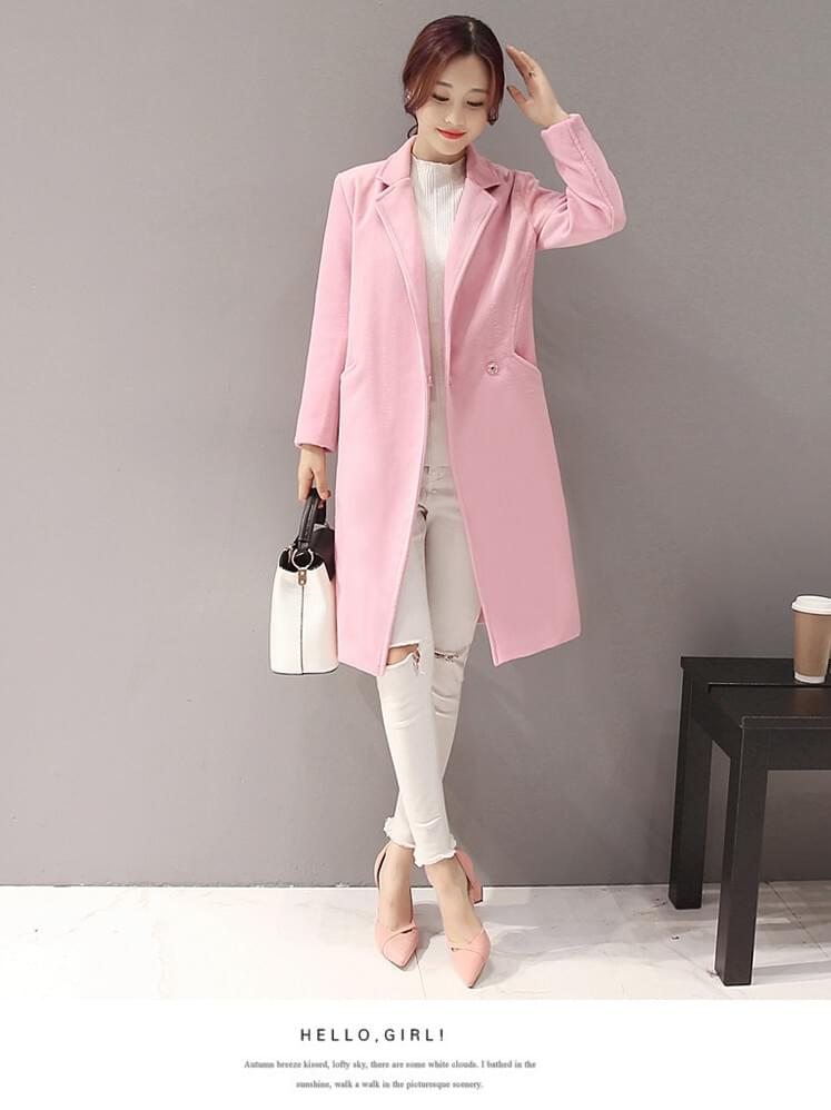 Elegant Long Coat Premium Import JC878 Pink