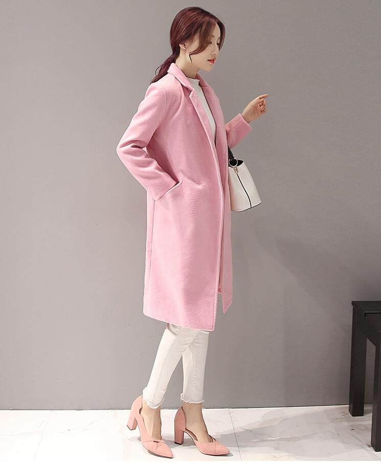 Elegant Long Coat Premium Import JC878 Pink