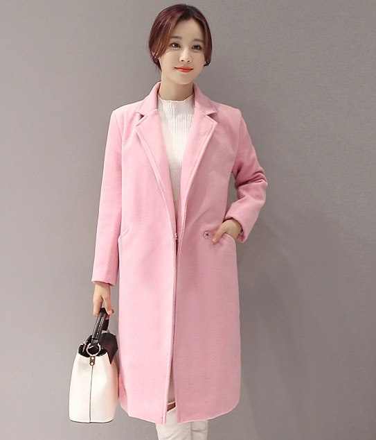 Elegant Long Coat Premium Import JC878 Pink