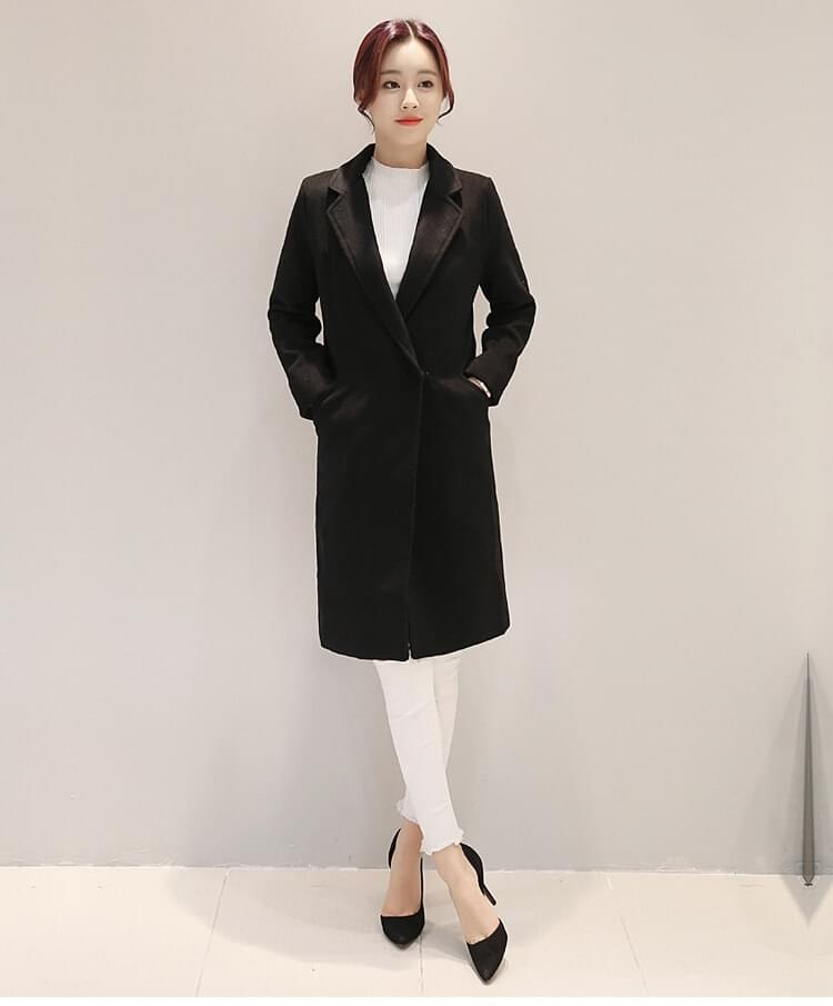 Jaket Long Coat Korea Import JC879 Black