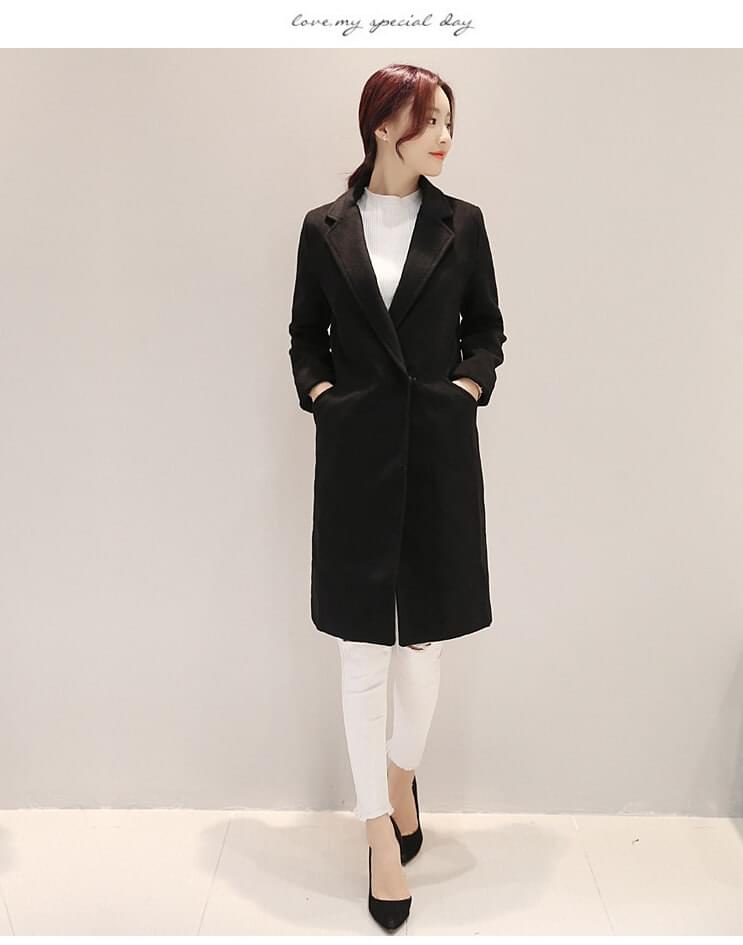 Jaket Long Coat Korea Import JC879 Black