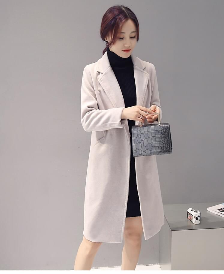 Elegant Long Coat Korea Import JC880 Gray