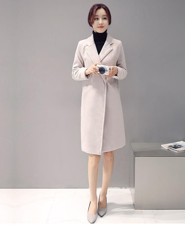 Elegant Long Coat Korea Import JC880 Gray