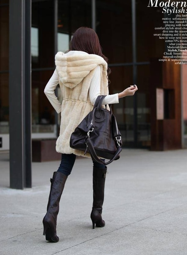 Long Winter Vest Import JC887 Beige