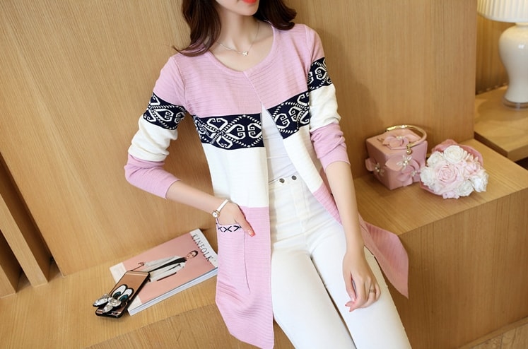 Cardigan Coat Korea Import JC896 Pink