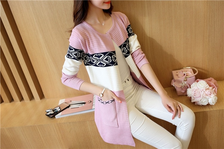 Cardigan Coat Korea Import JC896 Pink