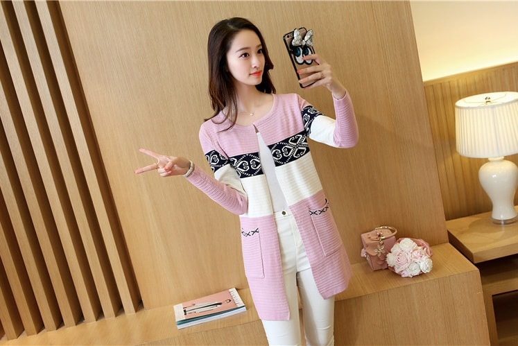 Cardigan Coat Korea Import JC896 Pink