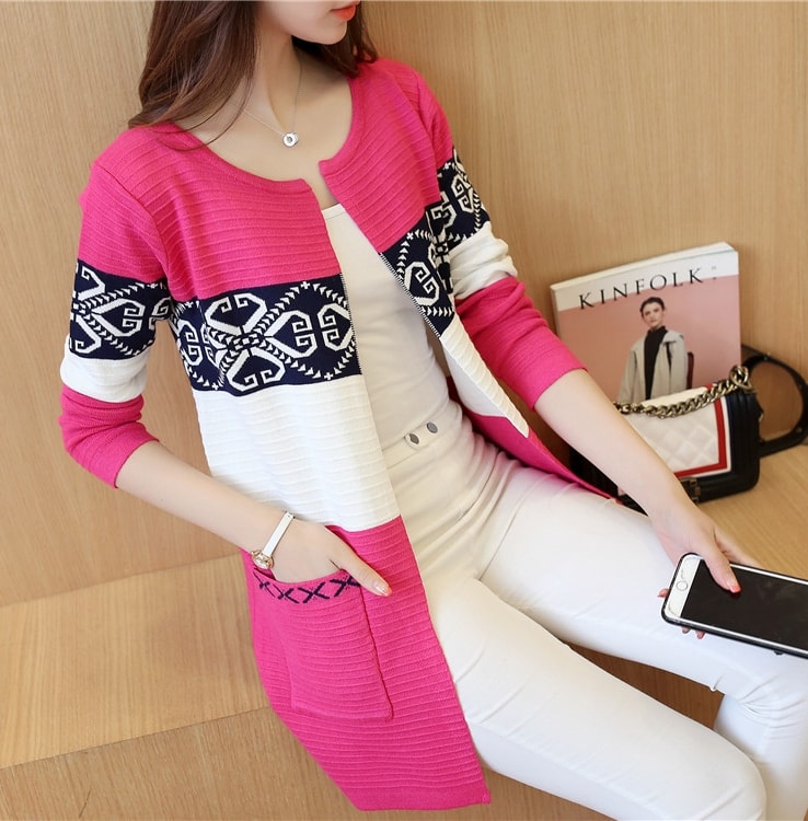 Cardigan Coat Korea Import JC901 Dark Pink