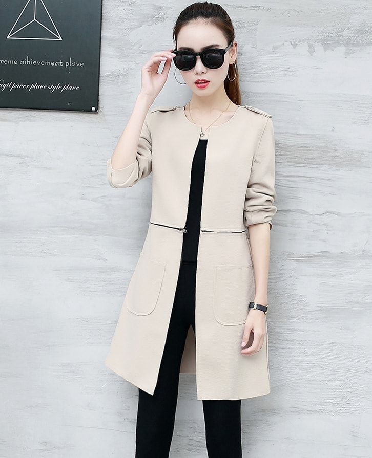 Casual Long Coat Korea Import JC936 Apricot