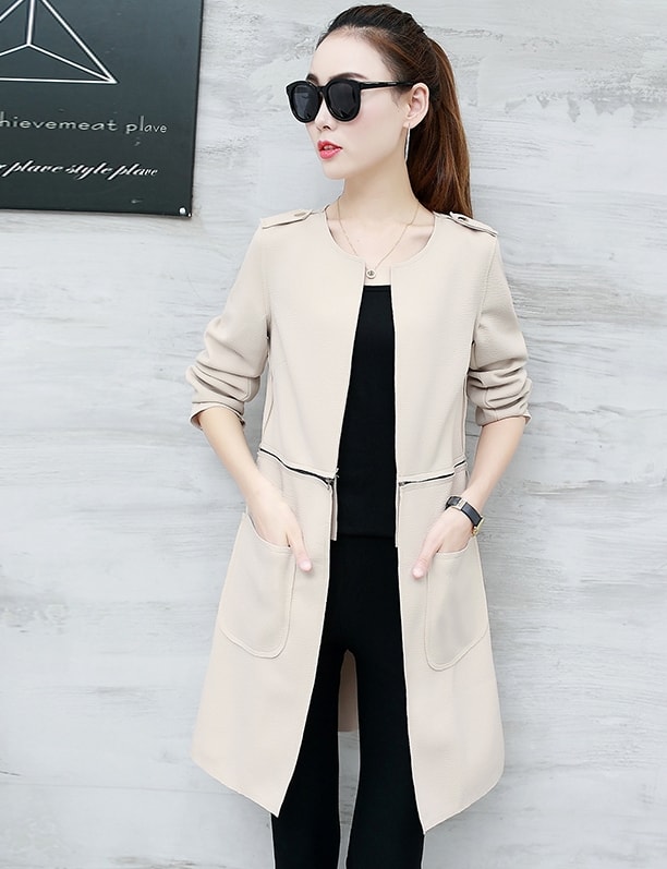 Casual Long Coat Korea Import JC936 Apricot