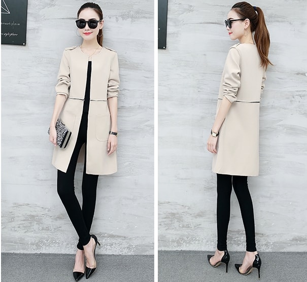 Casual Long Coat Korea Import JC936 Apricot